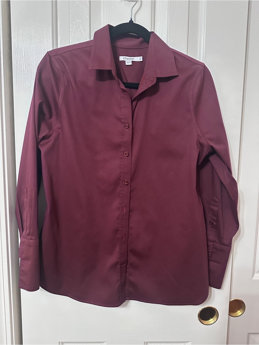 Chico's Women's Button-Down Shirt in Deep Wine